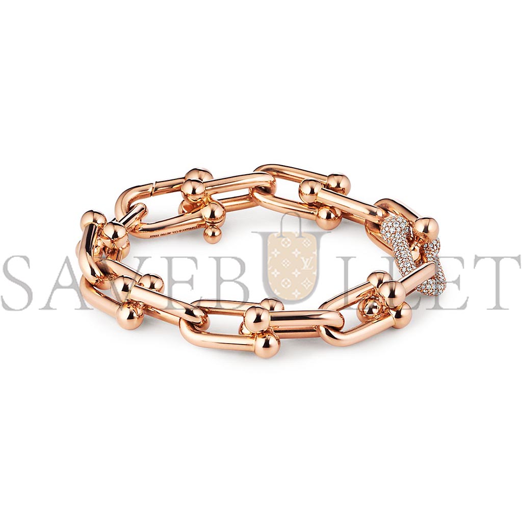 T*f*ny large link bracelet in rose gold with diamonds